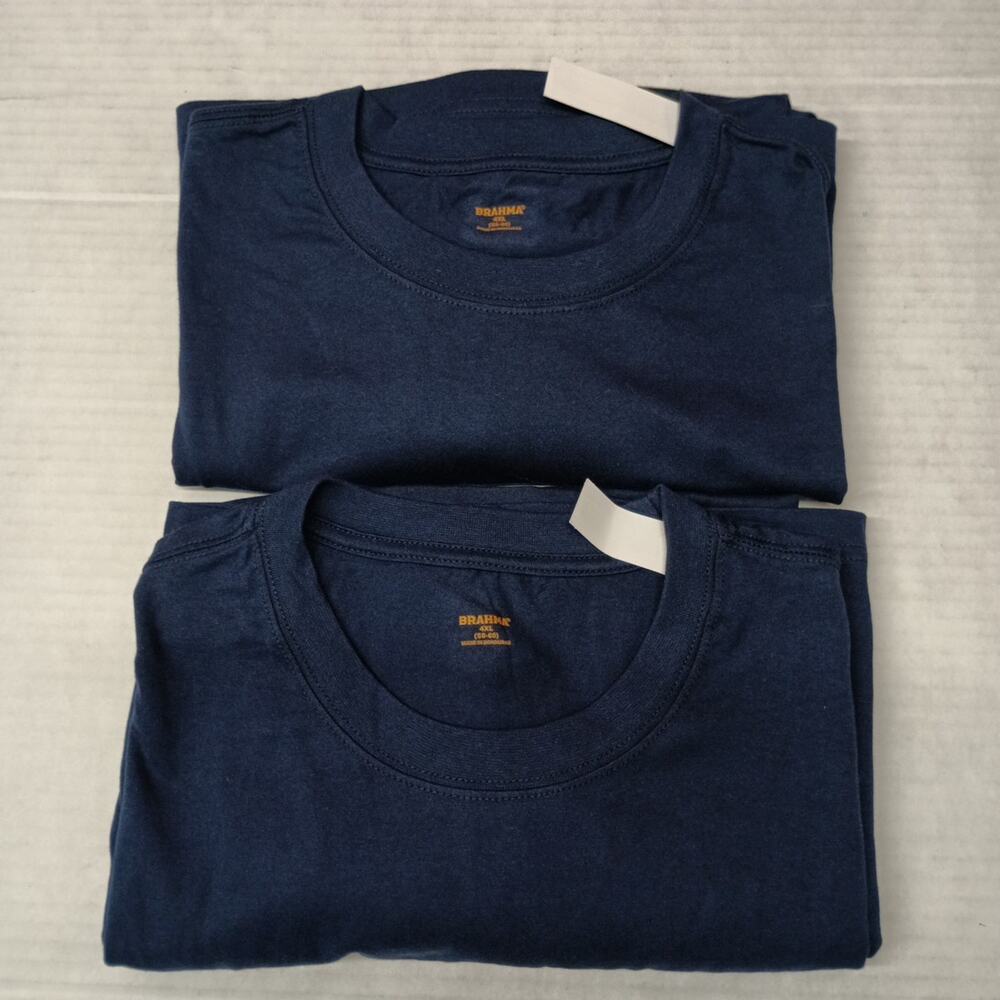 2 Brahma Short Sleeve Core Work T-Shirt 4XL 58-60 Navy Blue Pocket Tee Cotton